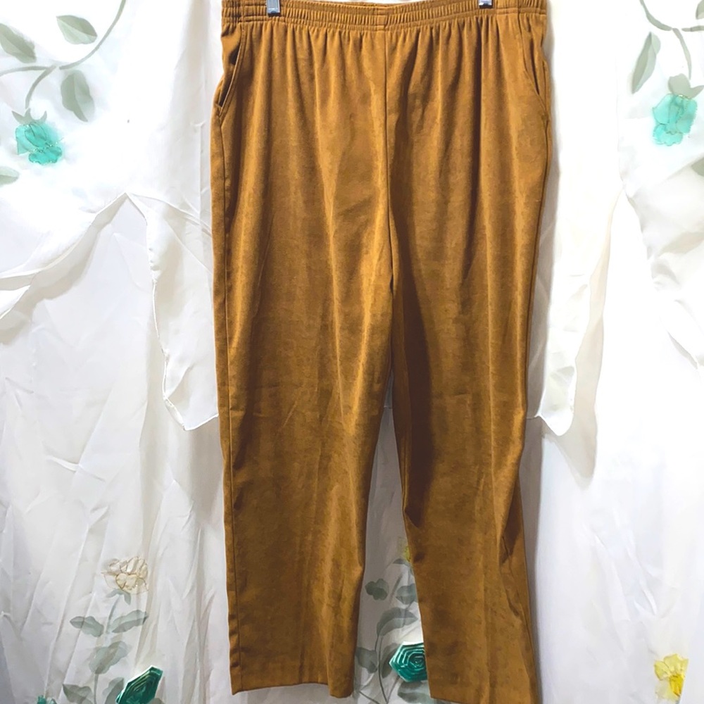 ULTRA-SUEDE BRIGGS NY TAN PANTS SZ 14 P ELASTIC WAIST